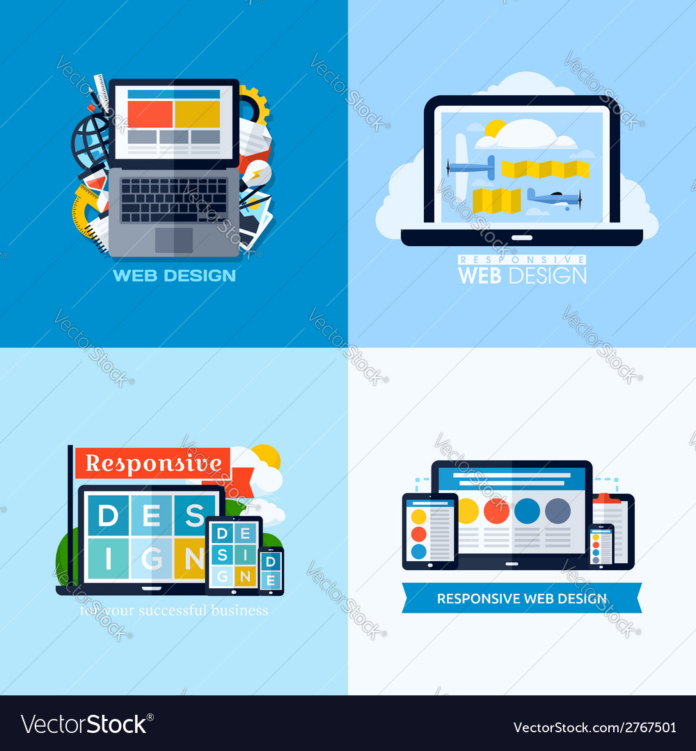 Modern flat concepts of responsive web design