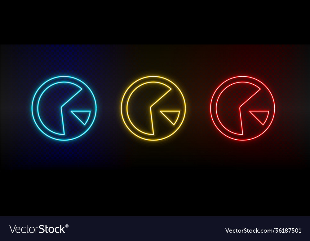 Neon icon set analytics circle red blue