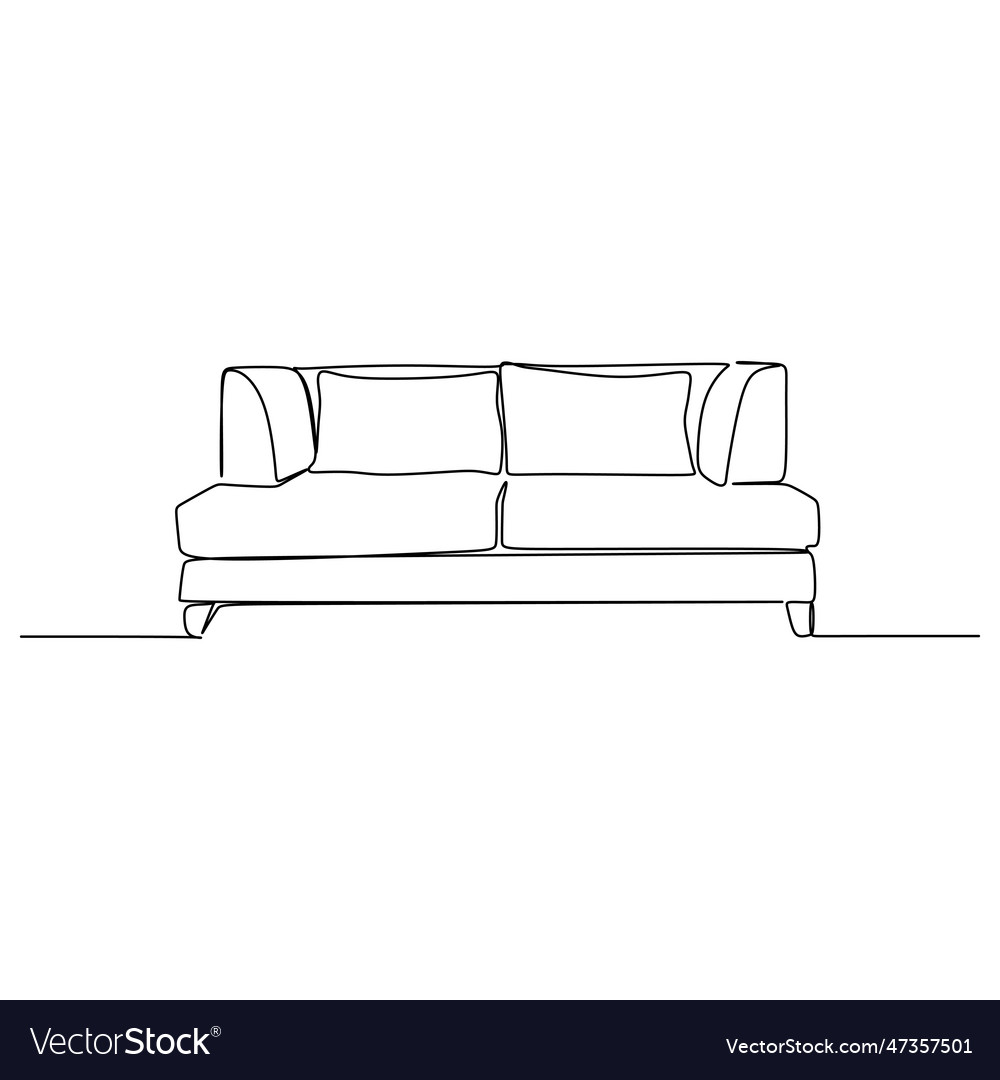 One line drawing continuous design of sofa vector image One line drawing continuous design of sofa