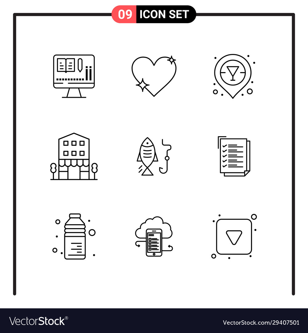 Set 9 line style icons for web and mobile Vector Image Set 9 line style icons for web and mobile