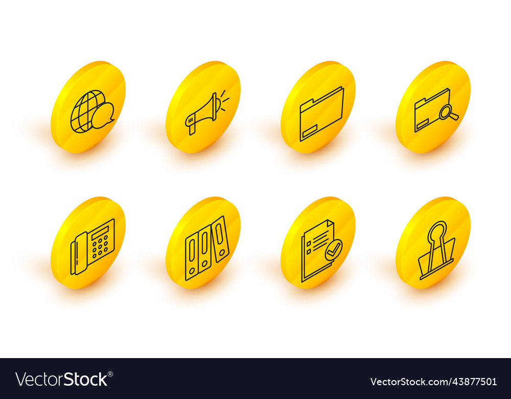 Set line binder clip document and check mark vector image Set line binder clip document and check mark