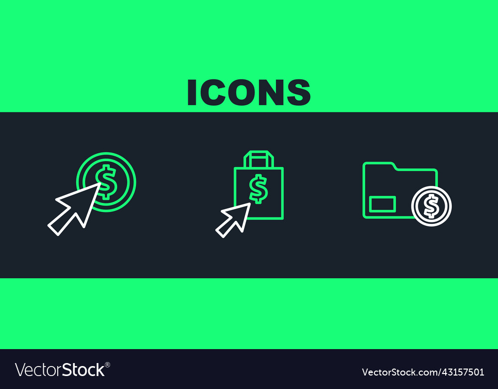 Set line envelope with coin dollar cursor vector image Set line envelope with coin dollar cursor