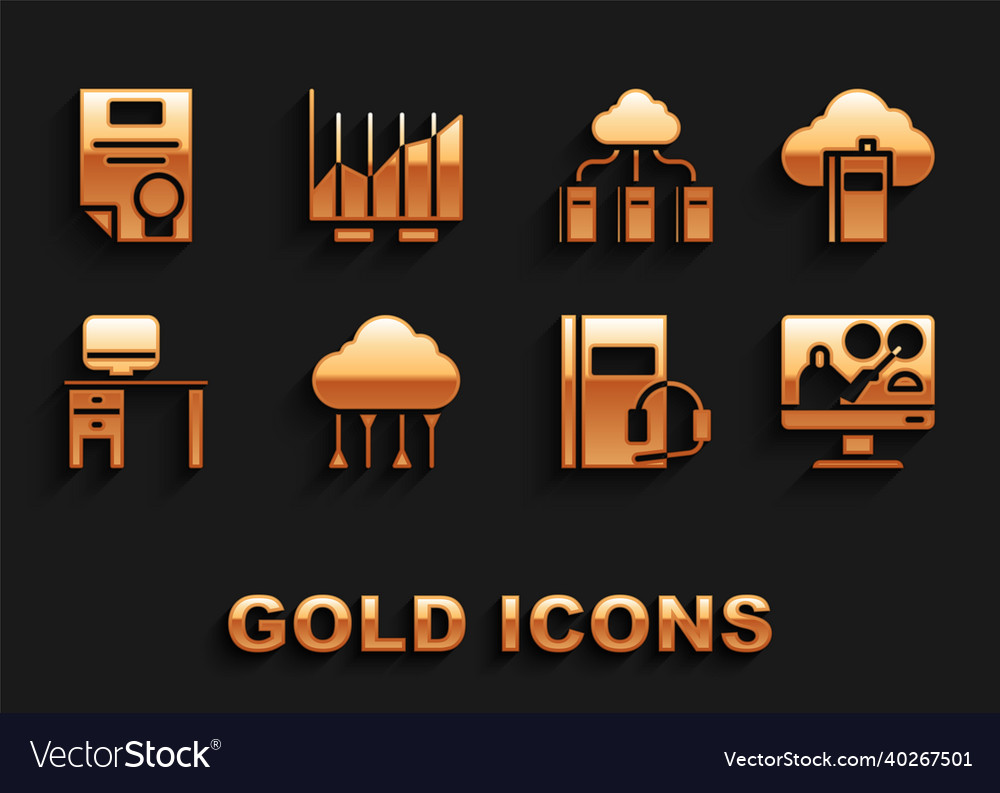 Set network cloud connection online library vector image Set network cloud connection online library