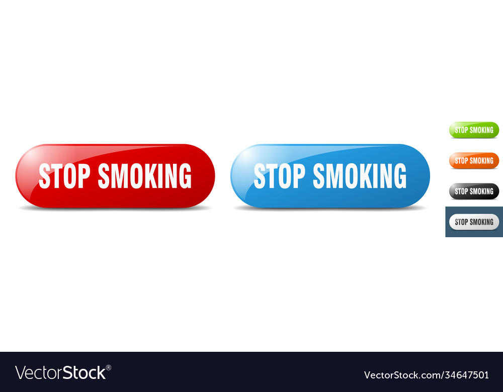 Stop smoking button key sign push set