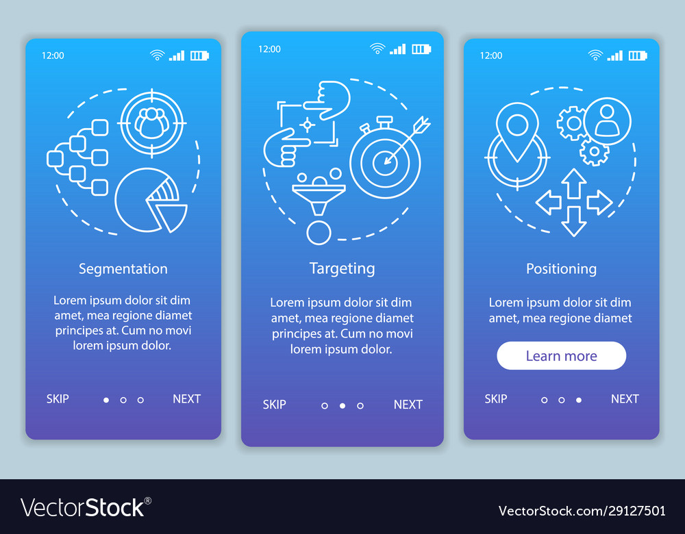 Stp blue gradient onboarding mobile app page vector image Stp blue gradient onboarding mobile app page