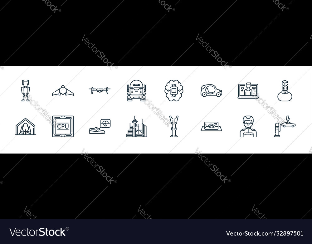 Technology future line icons linear set