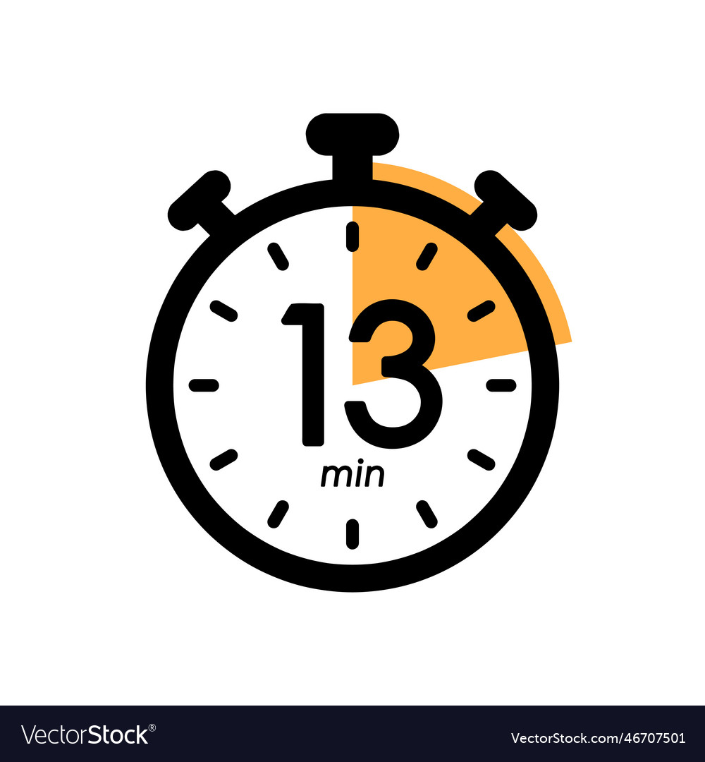 Thirteen minutes stopwatch icon 13 min