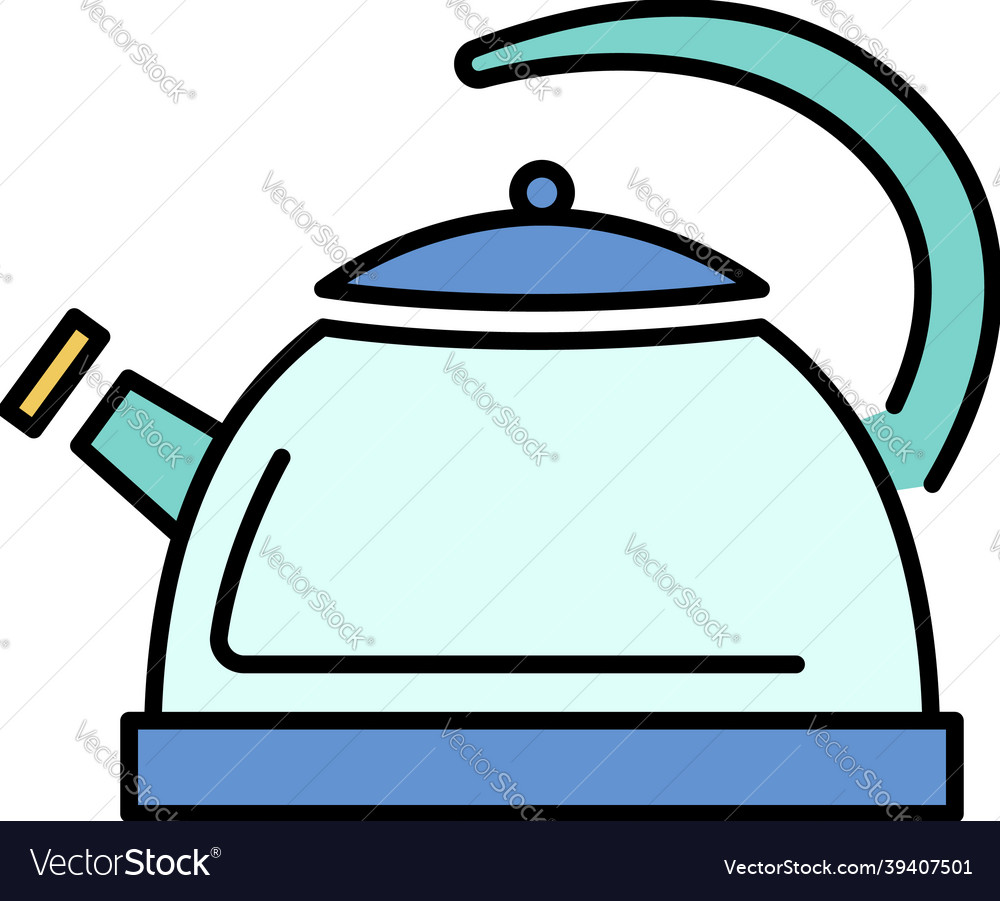 Whistle kettle icon color outline Royalty Free Vector Image