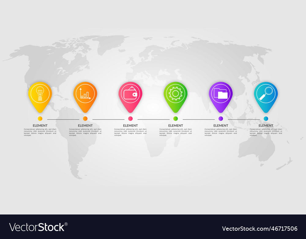 Abstract background with 6 steps parts options Vector Image