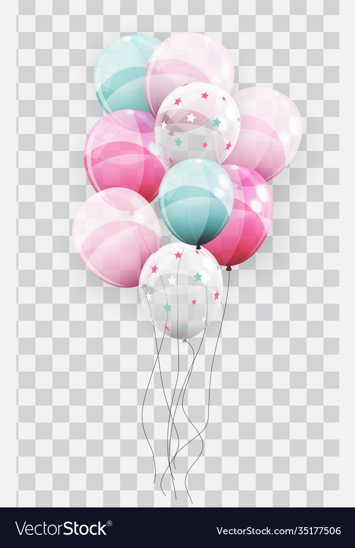 Balloons with hearts isolated on transparent