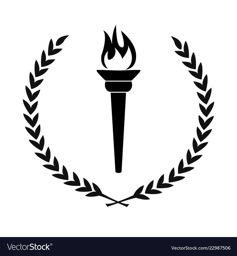 Burning Torch with Laurel Wreath