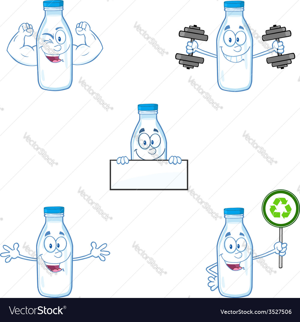 Cartoon Milk Bottles Royalty Free Vector Image 0887