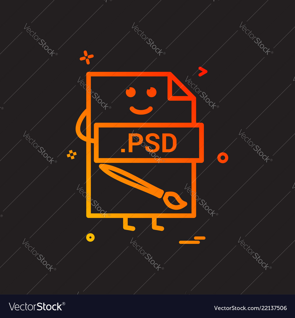 Computer psd file format type icon design Vector Image Computer psd file format type icon design