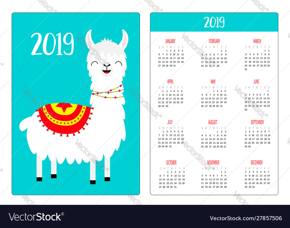 Cute llama alpaca standing smiling simple pocket Vector Image