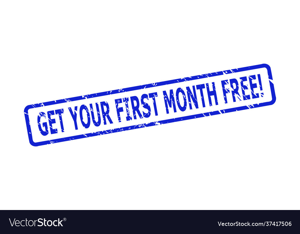 Get your first month free exclamation stamp