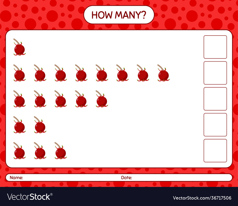 How many counting game with ugni worksheet vector image How many counting game with ugni worksheet
