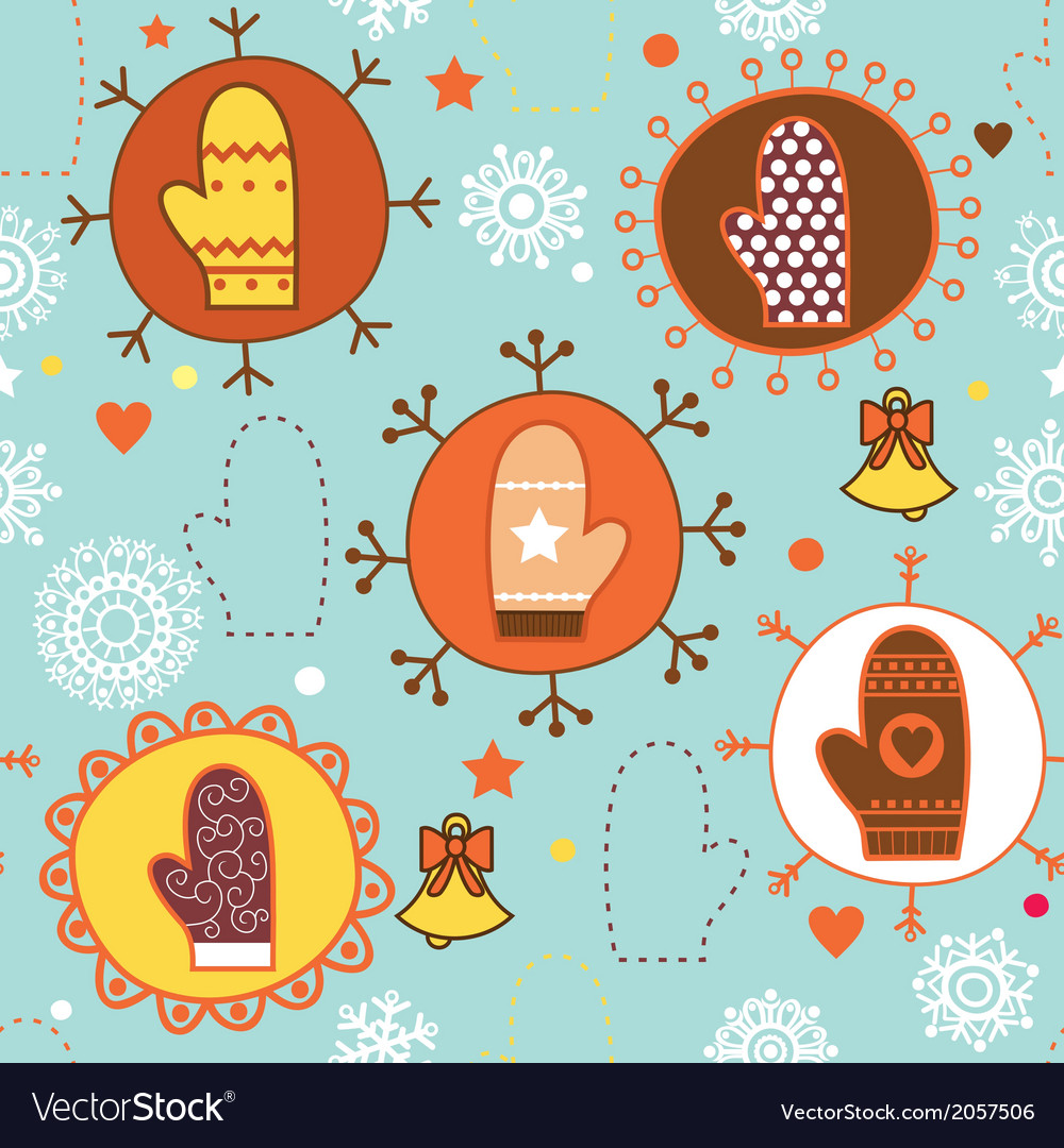 Mitten seamless pattern copy square to the side