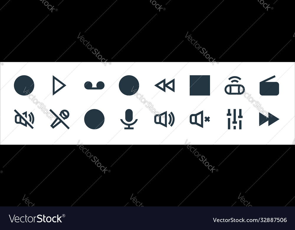 Music line icons linear set quality vector image Music line icons linear set quality