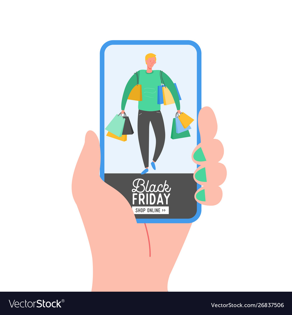 Online Shopping Banner Concept Sale Mobile App Vector Image