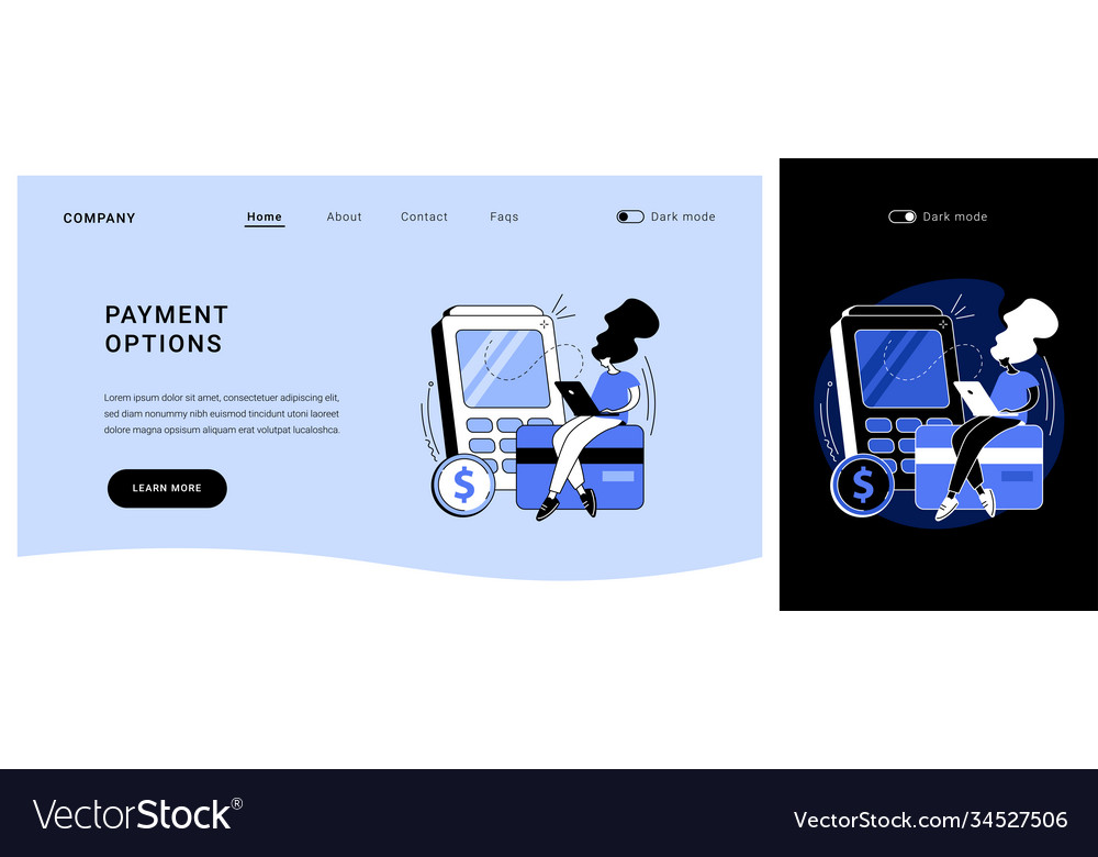 Payment options concept landing page Vector Image Payment options concept landing page