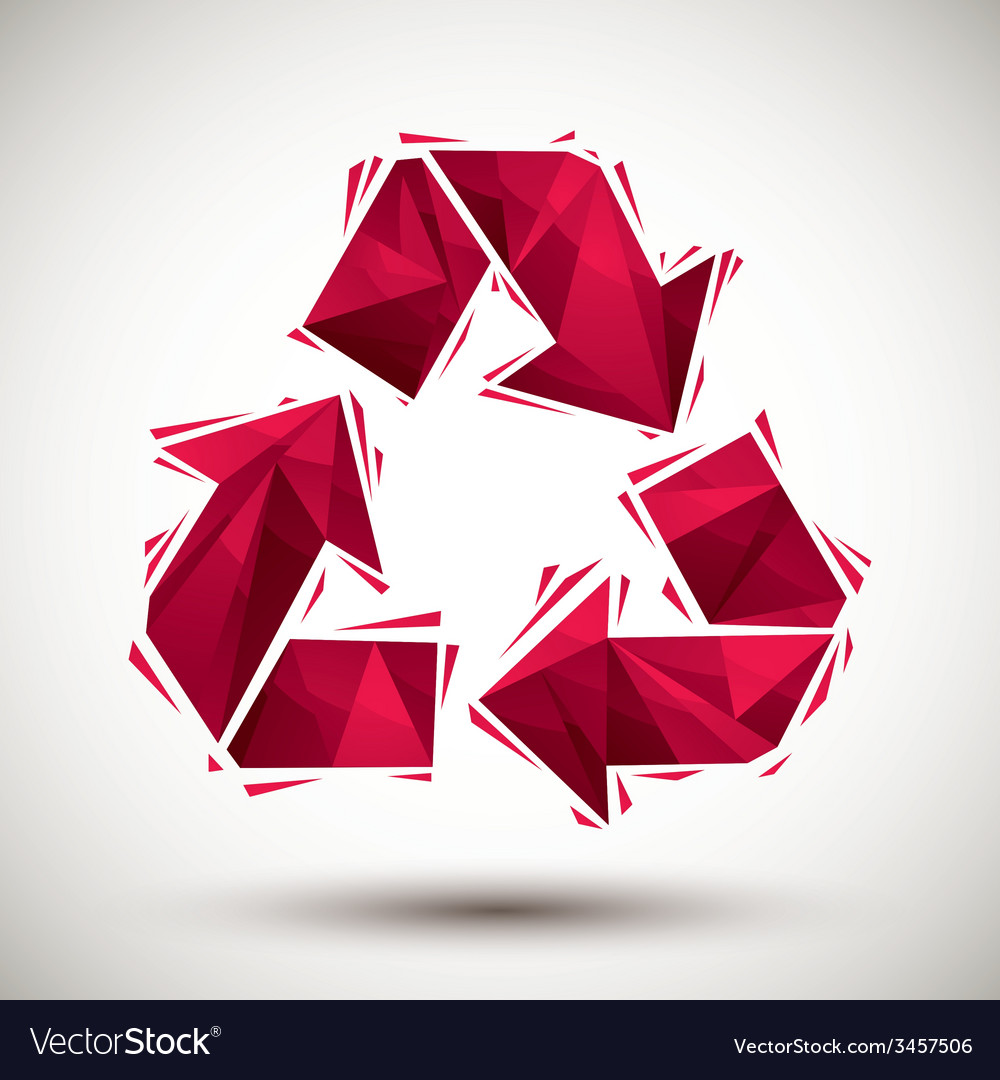 Red recycle geometric icon made in 3d modern style