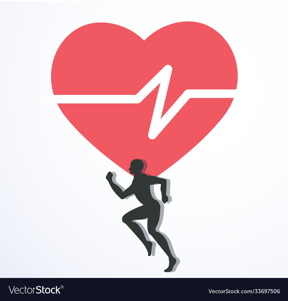 Running and red heat with line icon vector image Running and red heat with line icon