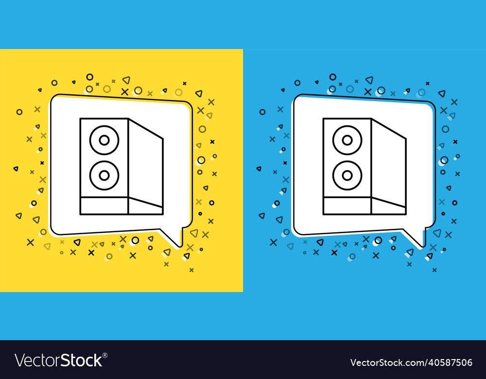 Set line case of computer icon isolated on yellow vector image Set line case of computer icon isolated on yellow