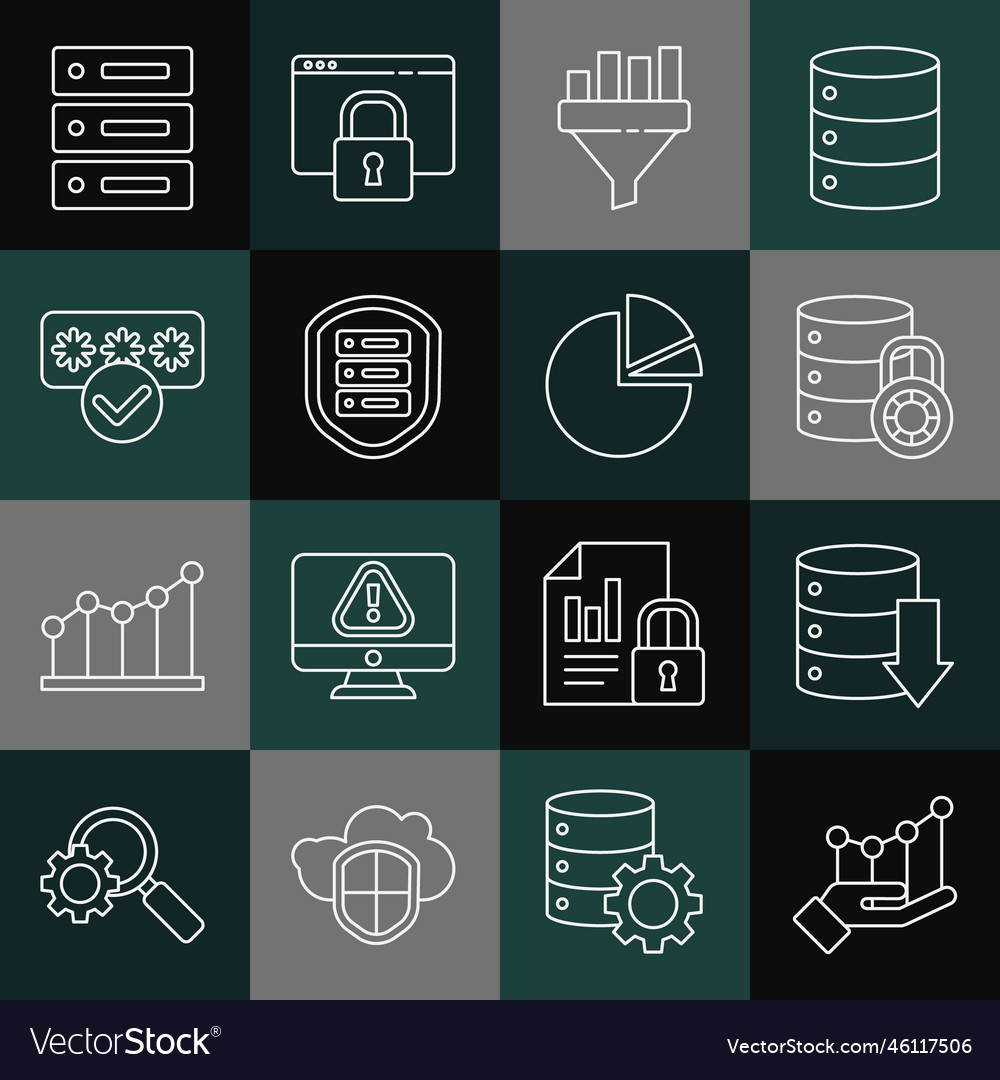 Set line pie chart infographic server data web