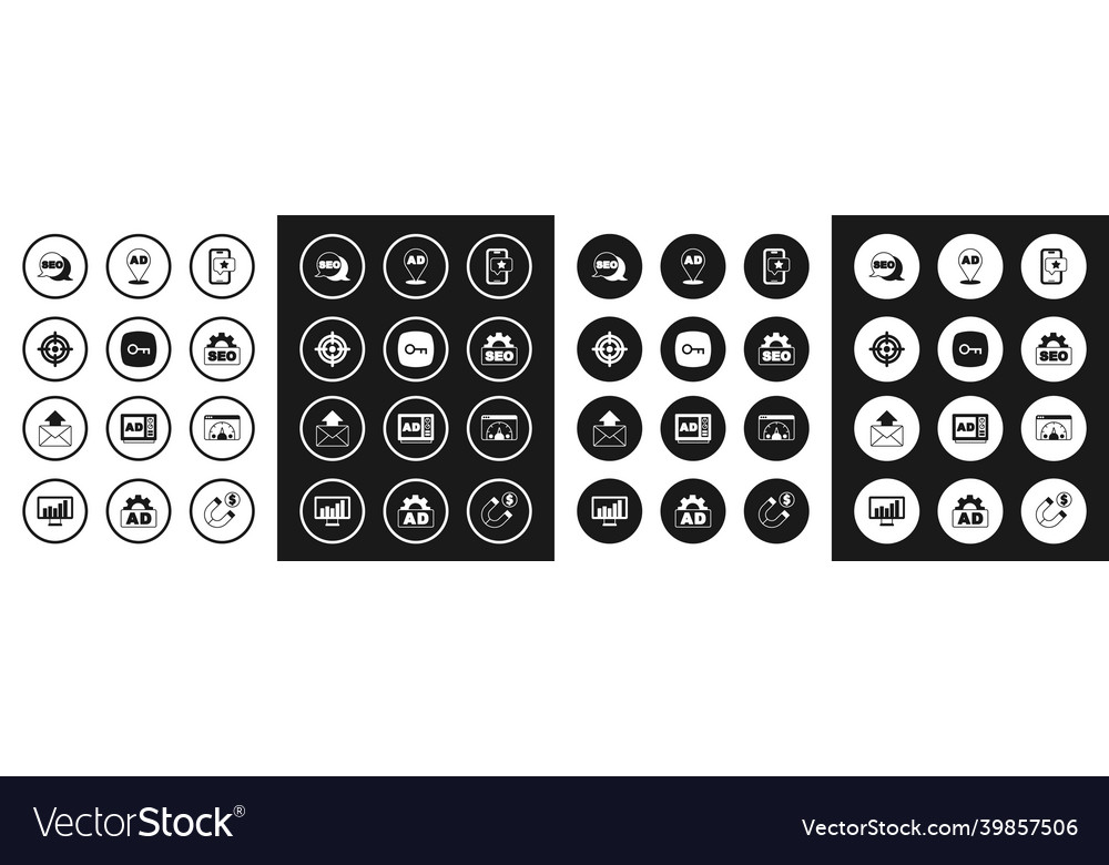 Set mobile with review rating key target seo vector image Set mobile with review rating key target seo