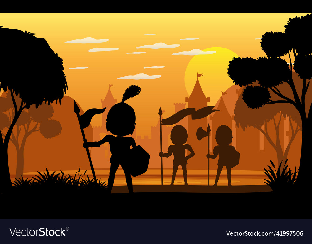 Silhouette scene with medieval