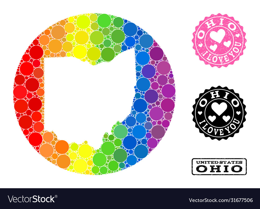 Spectrum mosaic hole round map ohio state Vector Image