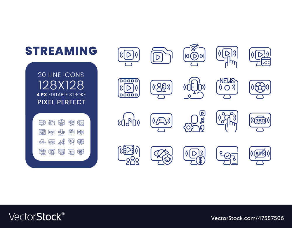 Streaming linear desktop icons set