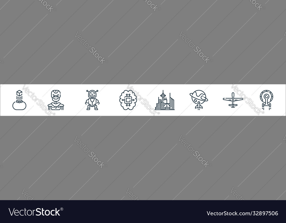 Technology future line icons linear set vector image Technology future line icons linear set