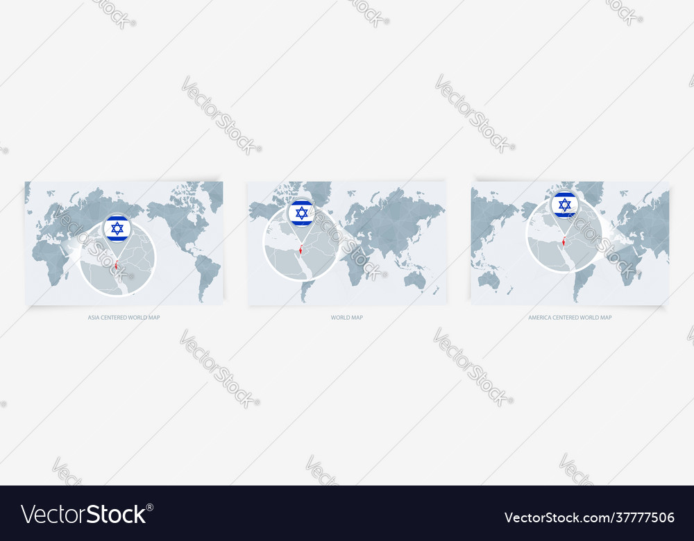 Three versions world map with enlarged Vector Image Three versions world map with enlarged