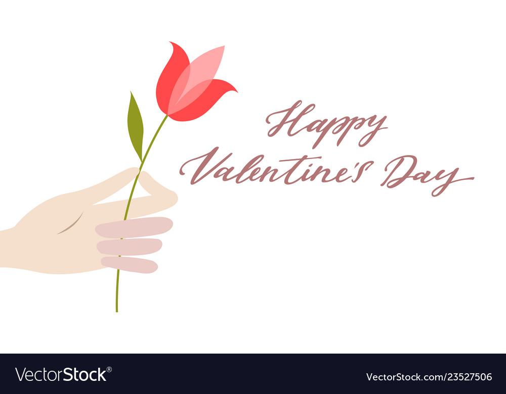 Valentine day greeting card in flat style vector image Valentine day greeting card in flat style