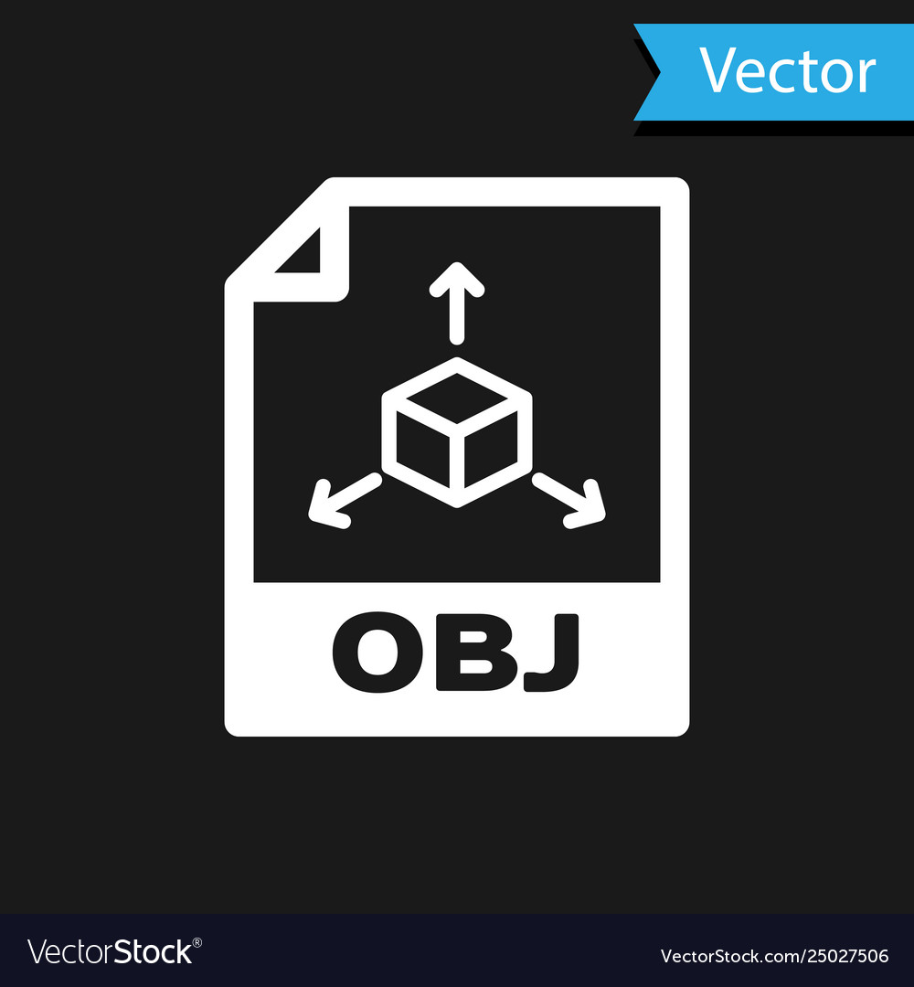 White obj file document icon download button vector image White obj file document icon download button