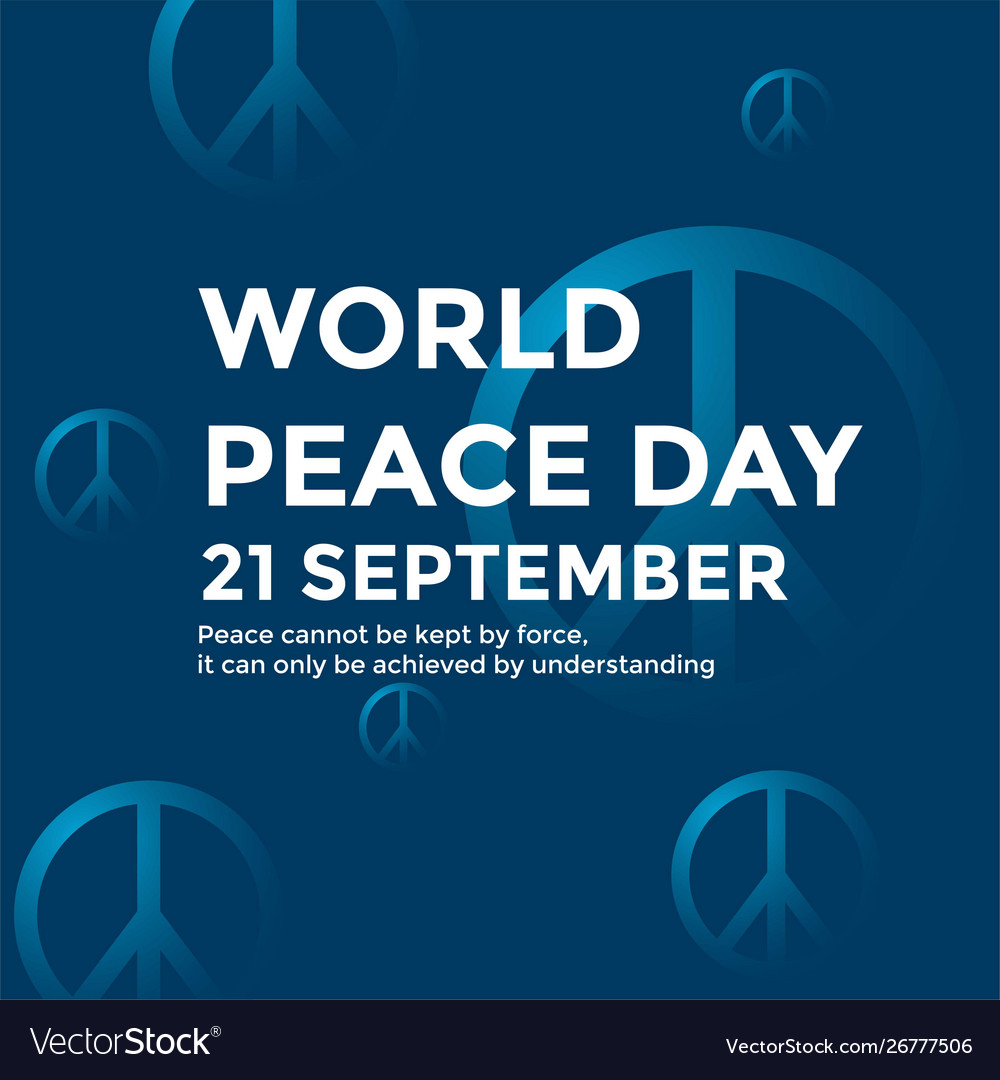 Word peace day poster with peace symbol Royalty Free Vector