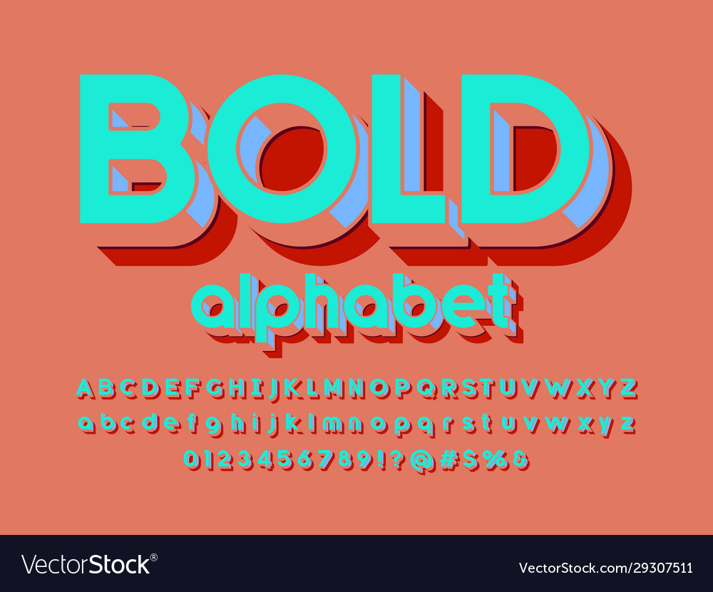 3d Bold Font Royalty Free Vector Image Vectorstock