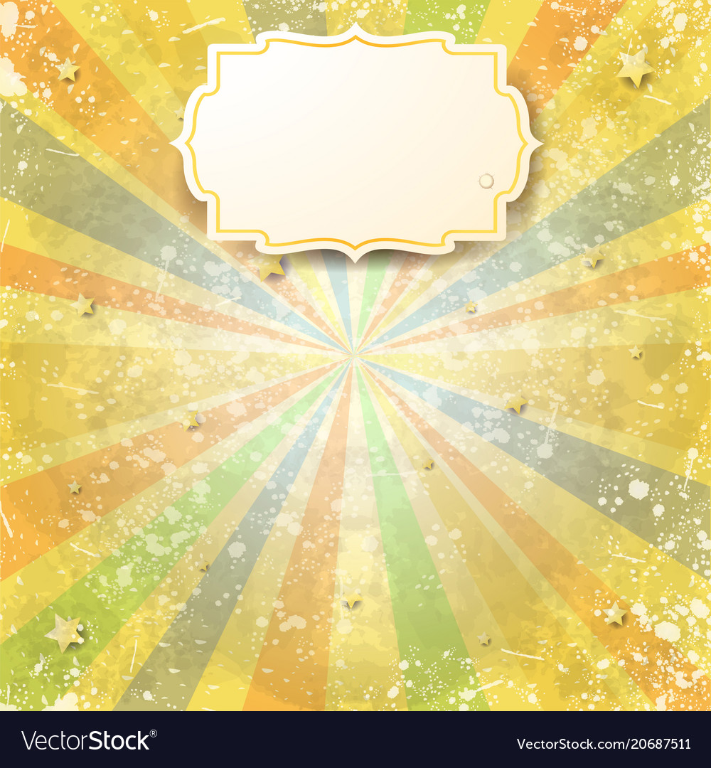 Abstract vintage background with rays and label vector image Abstract vintage background with rays and label