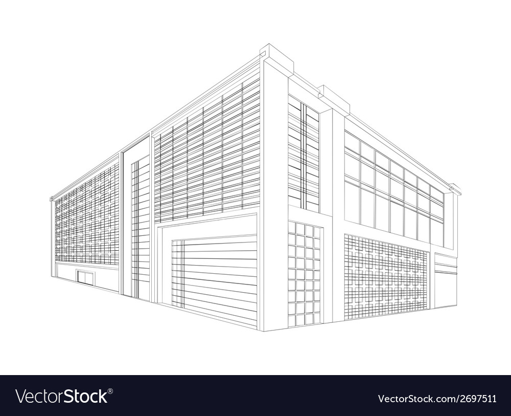 Abstract Wireframe Building