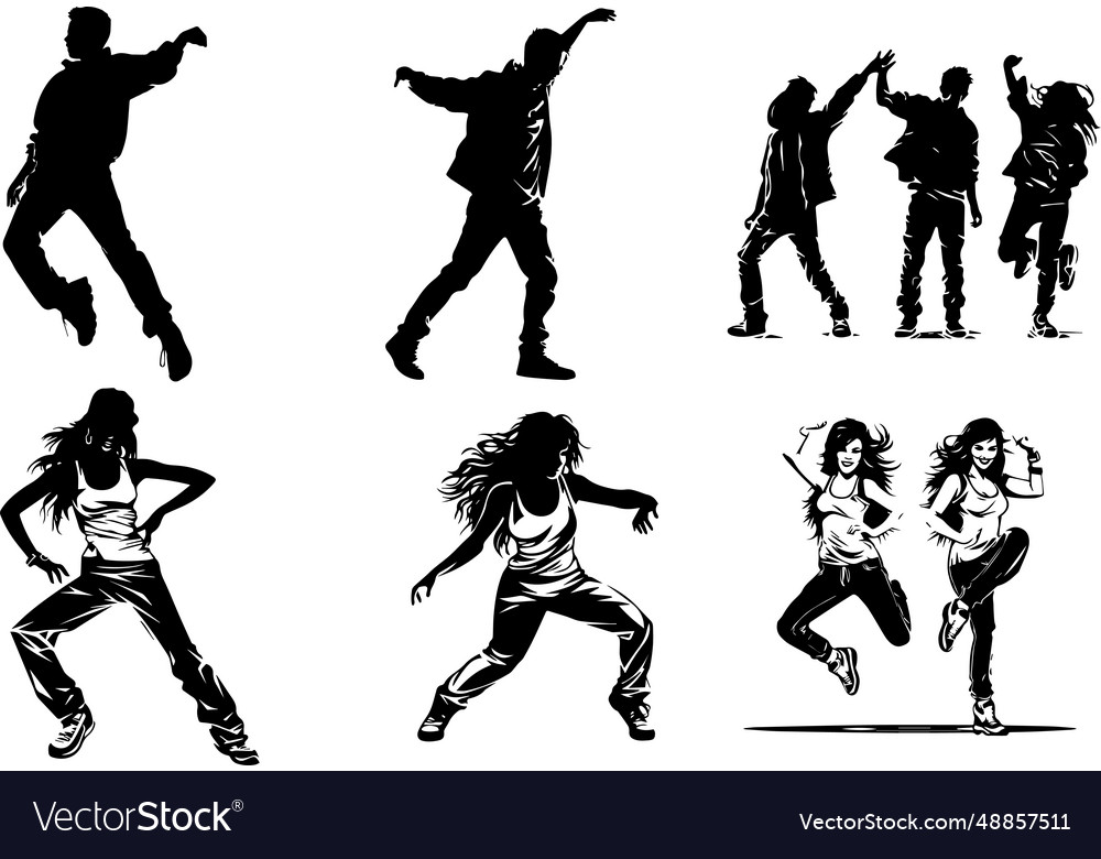 Boys and girls dancing Royalty Free Vector Image