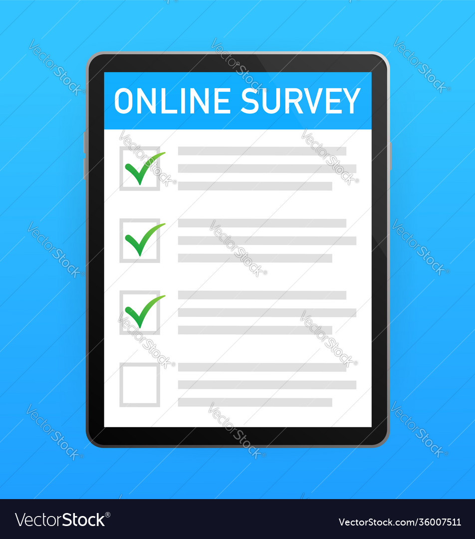 Checkliste auf Tablet-Bildschirm Online-Umfrage Konzept