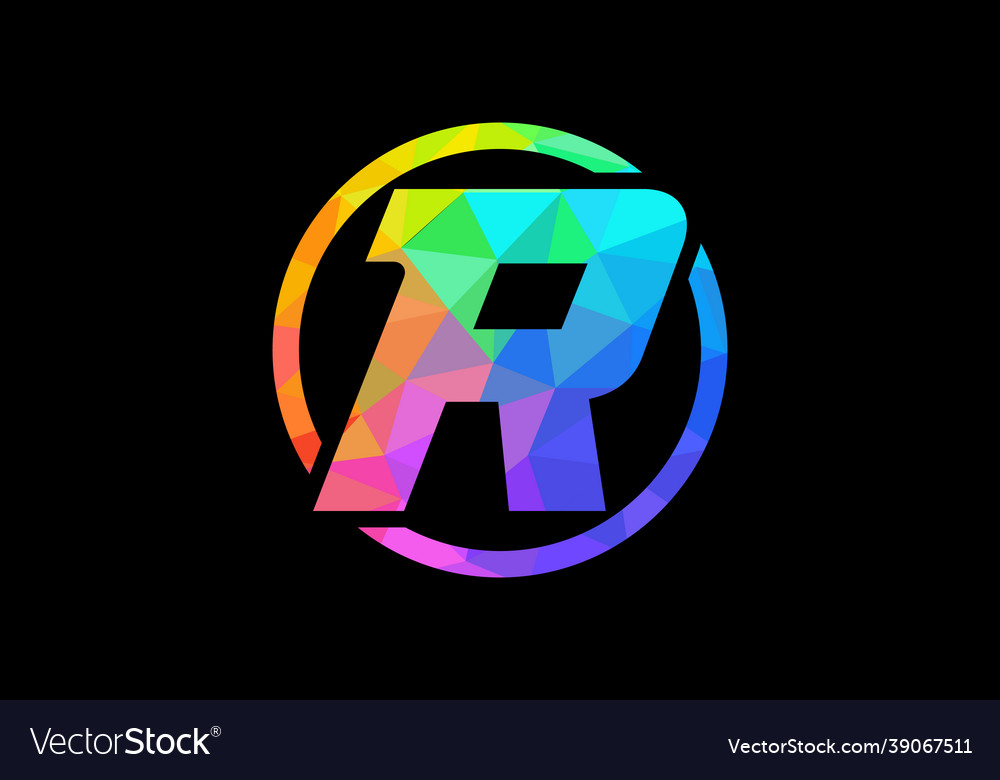 Colorful initial letter r logo design in a circle