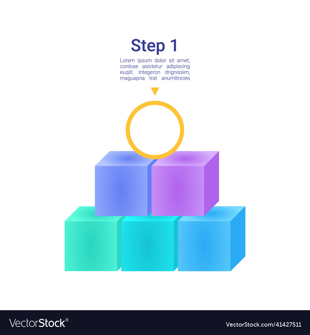 Colorful square blocks with circle above