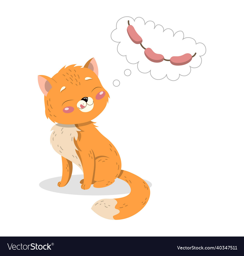 Cute Cat Dreaming of Sausage
