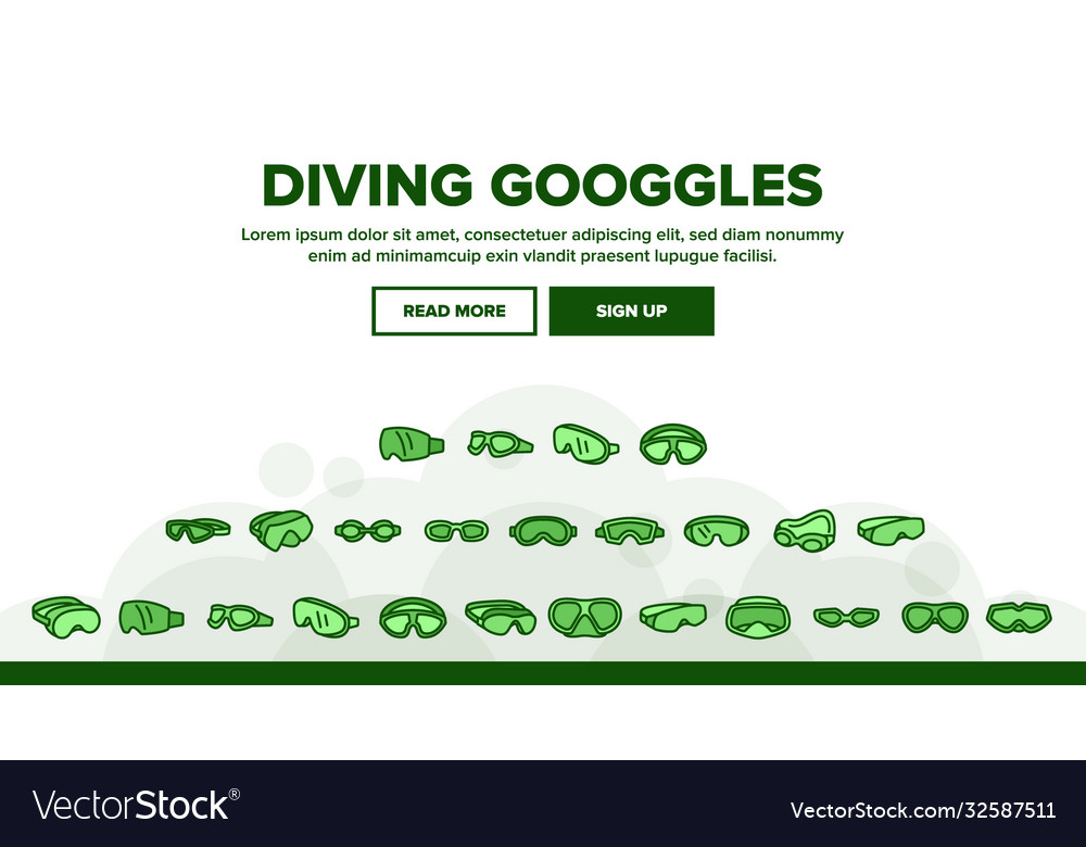 Diving goggles tool landing header