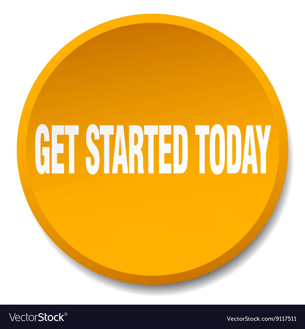Get started today orange round flat isolated push