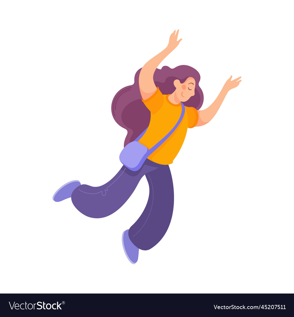 Happy woman engaged in active motion Royalty Free Vector