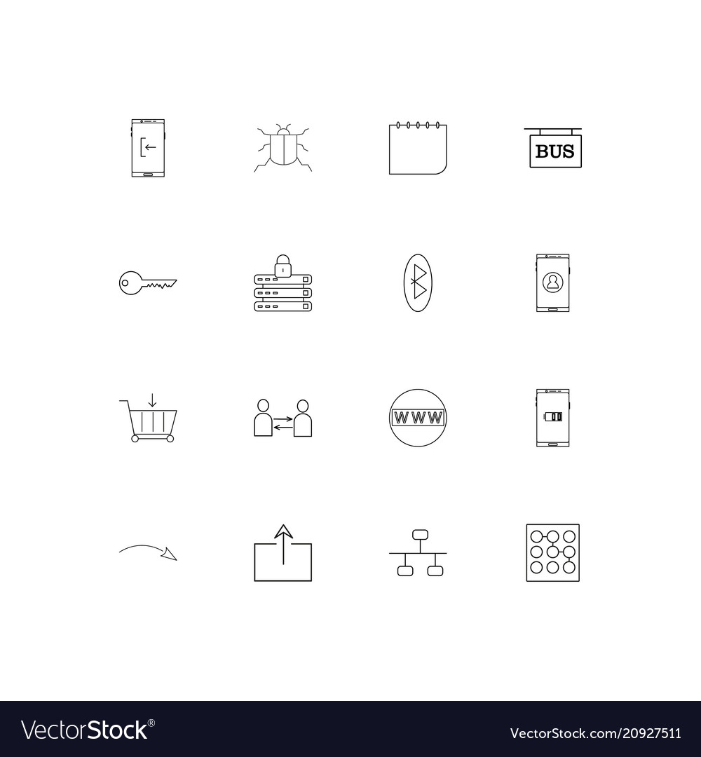 Internet technologies linear thin icons set