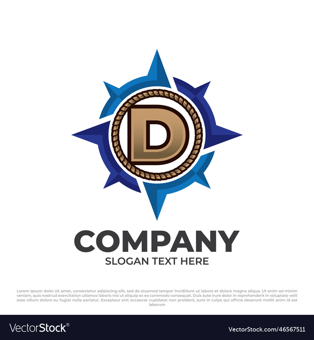 Letter d with compass logo concept colorful